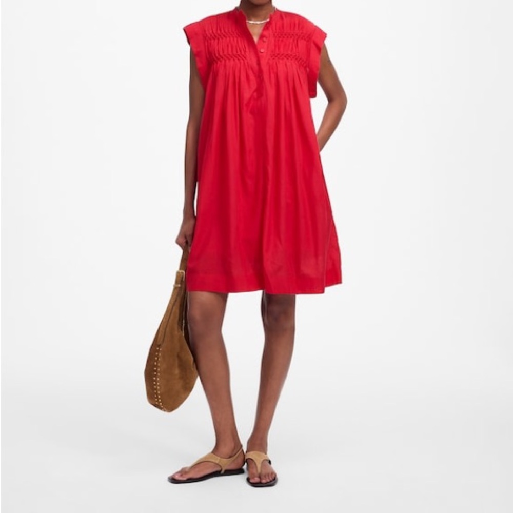 NWT Madewell Fuchsia Smocked Yoke Mini Dress szM